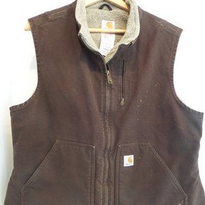 XL Ladies Carhartt Vest Brown Sherpa Lined